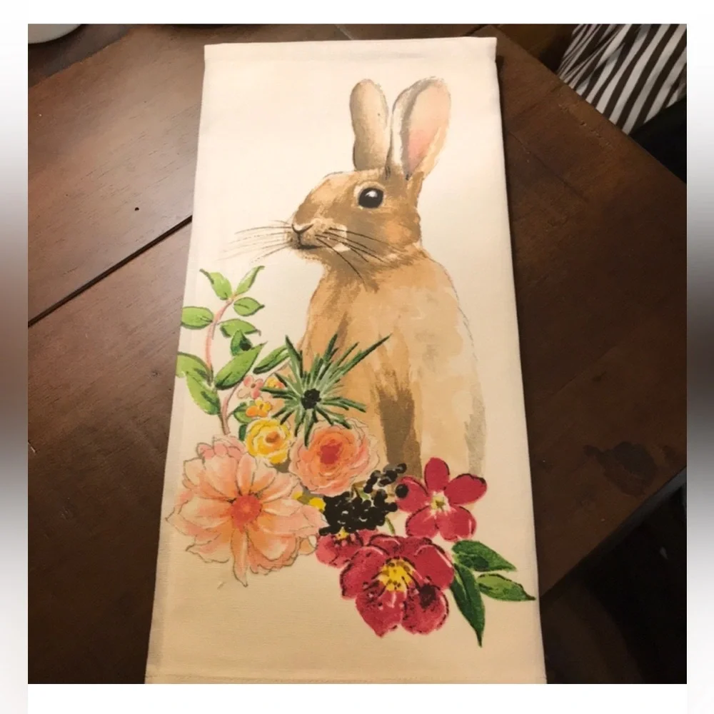 Pottery Barn Floral Bunny Kitchen Towel - Picture 2 of 4